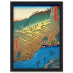 The Passage Under the Rakan Monastery Buzen Province Utagawa Hiroshige Japan Woodblock Artwork Framed Wall Art Print A4