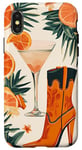 Coque pour iPhone X/XS Bottes de cowgirl côtières orange avec motif tropical martini