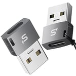 Stouchi Adaptateur USB C vers USB(2Pack),USB 2.0 Type C Femelle vers A Mâle,Chargeur Rapide et Adaptateur OTG de Synchronisation de Données pour Phone12Pro Max,Samsung Galaxy S20/S21,Chargeurs Muraux