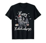 Skeleton Halloween Mery Christmas Happy Hallothanksmas T-Shirt