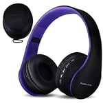 PowerLocus Bluetooth Headphones Over Ear, Foldable Wireless Headphones, Hi-Fi Stereo Headphone with Deep Bass, Micro SD/TF, FM Radio & Wired mode, Built-in Microphones, Soft Earmuffs for Phone/PC