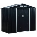 Outsunny - Abri de jardin - remise pour outils - cabanon porte verrouillable - dim. 213L x 130l x 185H cm - tôle d'acier gris