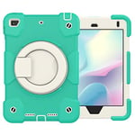 Case for iPad 7.9 Inch Compatible with iPad Mini 5/4 Generation Heavy Duty Shockproof Protective Case with 360° Rotating Stand and Shoulder Strap, Mint Green