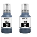 Non-OEM Ink for Epson EcoTank ET-3700 Inkjet Printer refill 102 Bottle Black x 2