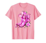 Cowgirl Boots Pink Baby Bow Preppy y2k Coquette T-Shirt