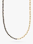 Astley Clarke Onyx and Square Link Necklace, Black/Gold