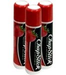 3x ChapStick Lip Balm Strawberry Classic For Dry Chapped Lips Chap Stick