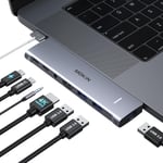 Adaptateur MacBook Air, adaptateur USB C pour MacBook Pro/Air M1, M2, 2022, 2021, 13"", 15"", 16"", Mac avec HDMI 4K, Thunderbolt 3, 3 USB 3.0, USB C 3.0 et audio 3,5 mm