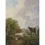 Artery8 After Gainsborough Figures Cattle In Landscape Painting Premium Wall Art Canvas Print 18X24 Inch