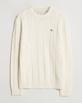 GANT Lambswool Cable C-Neck Cream