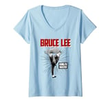 Womens Bruce Lee Kung Fu Master Epic High Kick V-Neck T-Shirt