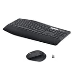 Logitech MK850 Combo Clavier et Souris sans Fil Multidispositifs, 2,4 GHz/Bluetooth, Structure Courbée, 12 Boutons Programables, Batterie Longue Durée 3 Ans, PC/Mac, Clavier AZERTY Belge - Noir