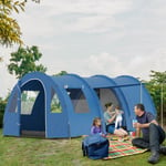 Large 5-6 Man Family Tent Camping Tent with Two Room, Floor & Carry Bag - Blue