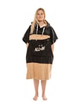 ALL-IN - Poncho Coupe en V pour Homme - Surf, Bain et Plage - Tissu Eponge Velours 380g/m² 100% Coton - Capuche et 2 Poches - Taille Unique - Noir/Rose Foncé