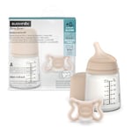 Suavinex, Starter Set Zero Zero, Biberon Anti-Colique 180 ml avec Tétine Spécial Allaitement + Sucette Zero Zero, Sucette Naissance Taille Mini (-2 à 2 mois) avec Tétine Symétrique SX Pro, Light