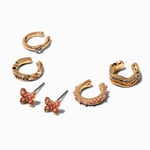 Claire's Boucles d'oreilles empilables manchettes et clous d’oreilles papillon couleur dorée - Lot de 6