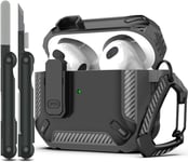 Coque pour AirPods 3e avec kit de Nettoyage, Armure de Protection Rigide Militaire avec verrou pour boîtier de Charge AirPod Gen 3 2021, LED Avant Visible,Gris