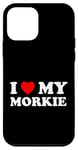 Coque pour iPhone 12 mini J'aime mon chien Morkie Heart, maman et papa