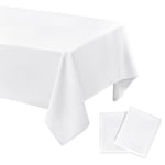 DWCN - Lot de 2 nappes anti-taches lavables et imperméables - Pour salle à manger, jardin, fête, mariage ou maison - Blanc - 140 x 200 cm