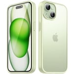 TIIXXA Matte Case for iPhone 15 6.1-Inch, Shockproof Drop Protection, Frosted Translucent Back Phone Cover, Anti-Fingerprint (Mint Green)