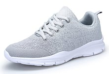 DAFENP Chaussures de Course Running Sport Compétition Trail entraînement Homme Femme Basket Sneakers Outdoor Running Sports Fitness Gym Shoes (Gris, numeric_37)