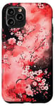 Coque pour iPhone 11 Pro Art Japonais Rose Magenta Rouge Fleurs De Cerisier Nature Art