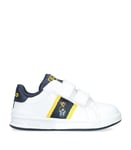 BRAND NEW BABYS POLO RALPH LAUREN HERITAGE COURT BEAR WHITE/NAVY TRAINERS 18-24M