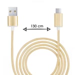 Câble Micro Usb Pour Tp-Link Neffos C5 Plus Câble Usb Tressé Nylon 1,3 Mètre Câble Charge/Synchro Rapide-Transfert De Données - Or Gold