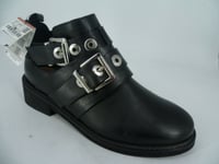 Pull & Bear Ladies Cut Out Buckled Ankle Boots UK 4 EU 37 LN49 68