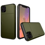 iPhone 11 cover med slide kortholder - Army Green