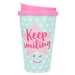 Depesche 2180.029 to-Go Mug en plastique avec inscription Keep Smiling Multicolore 350 ml