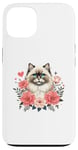 Coque pour iPhone 13 Roses Flowers Himalayan Cat