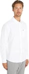 Tommy Jeans Men's Tjm Reg Linen Blend Shirt Casual Shirts, White, XXL