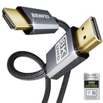 BENFEI Câble HDMI vers HDMI, 4K@240Hz, 4K@144Hz, 8K@60 Hz, HDMI 2.1, 1.8 mètre 48 Gbit/s, coque en aluminium, nylon tressé, compatible avec TV/PS5/PS4/ Xbox-Serie X