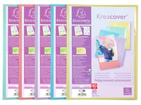 Exacompta - Réf. 5849E - Carton de 10 Protège-documents personnalisable Kreacover Pastel - 40 pochettes cristal lisse - 80 vues - pour A4 - dim 24x32cm - couverture en polypro semi-rigide