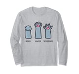 Rock Paper Scissors Hand Game Cute Paw Funny Cat Long Sleeve T-Shirt