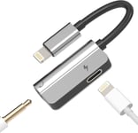 Adaptateur Ecouteur Pr Jack Iphone(2en1)Certifié Apple Mfi Lightning Vers 3.5 Mm Cable Chargeur Casque Accessoire Pour 14 13 12 11 Pro 7 8 Plus X Se Xs Ipad Air Câble Voiture Aux Audio Écout[L1406]