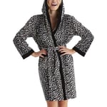 Damella Velour Leo Hoodie Robe Leopard Large Dam