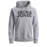 JACK & JONES Corp Logo Hoodie - Light Grey Melange - X Large