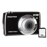 Praktica Compact Digital Camera with 32GB SD Card - Rechargeable, Portable, FHD 1080P, 18MP, 8x Zoom, 2.7" LCD Screen