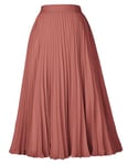 Jupe Femme Plissée Mi-Longue Trapèze Chic Jupe Trapèze Swing Taille Elastique L cl2473-50/Gris Rouge