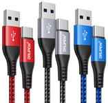 Câble USB C [3M/Lot de 3],Câble USB vers USB C Charge Rapide Nylon Tressé Câble Chargeur pour Galaxy S23 S22 S21 S20 Plus S21 S22 S23 S10 S9 S8, A20E A51 A70 A71,PS5,Switch,Huawei P40,LG,Google Pixel