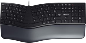 clavier ergonomique,Disposition française (AZERTY) filaire,repose-poignet rembourré avec mousse à mémoire de forme,clavier incurvé,Noir