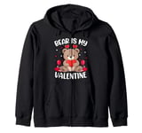 Bear Is My Valentine Love Hearts Bear Valentines Day Zip Hoodie