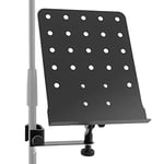 TIGER MSA30-BK Microphone/Music Stand Attachment for Lyrics, Sheet Music, Scores - Clamp Arm with Desk - Black