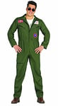 FIESTAS GUIRCA Costume Pilote d'avion de chasse sexy Homme - Combinaison Aviateur Vert Foncé Déguisement Homme Taille S 46-48