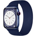 CeMiKa Compatible with Apple Watch Straps 38mm 40mm 41mm 42mm Women Men, Braided Nylon Stretchy Elastic Sport Solo Loop Replacement Band for iWatch Series 10 9 8 7 SE 6 5 4 3 Ultra 2 1,L-NavyBlue