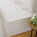 The Linen Yard Hebden Natural Stripe 100% Cotton Fitted Sheet