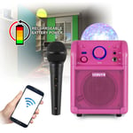 Rechargeable Portable Speaker Bluetooth Music with Party Lights & Microphone PNK