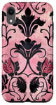 Coque pour iPhone XR Rose Art Déco Floral Dentelle Noir Motif Vintage